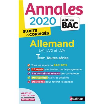 Annales Bac 2020 Allemand Term Toutes Series Sujets Corriges Broche Cecile Brunet Noemie Keunebroek Achat Livre Fnac