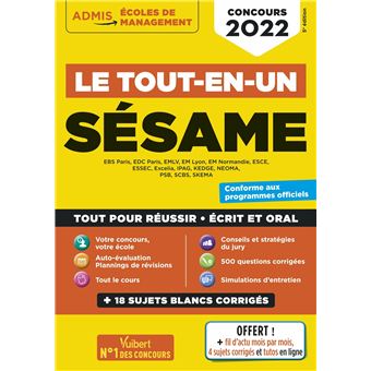 Le tout-en-un SÉSAME - 18 sujets blancs - Ecrits et oraux - Tutos offerts
