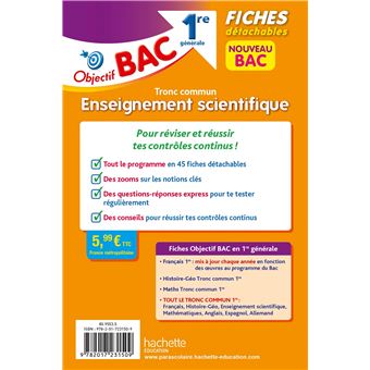 Objectif BAC Fiches Enseignement scientifique 1re générale