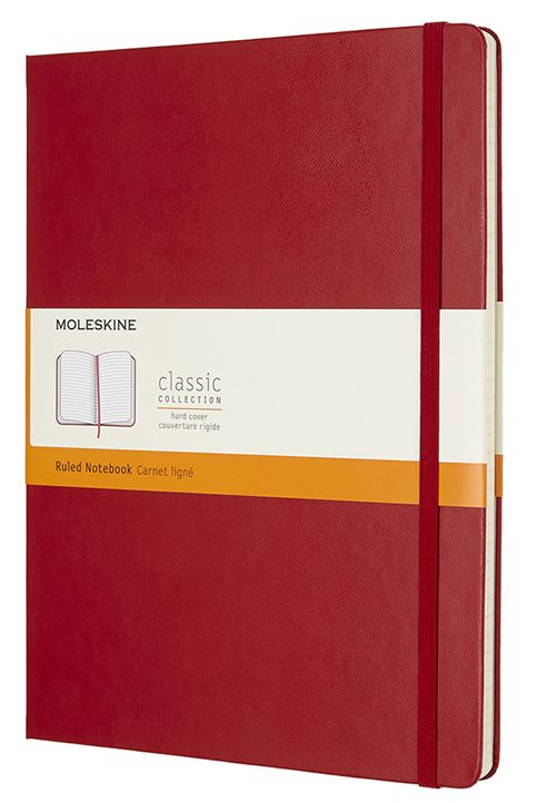 Carnet classique très grand format ligné Moleskine couverture rigide Rouge