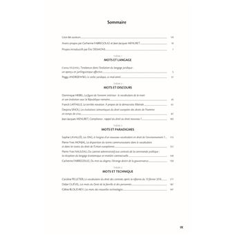 Evolutions du vocabulaire du droit