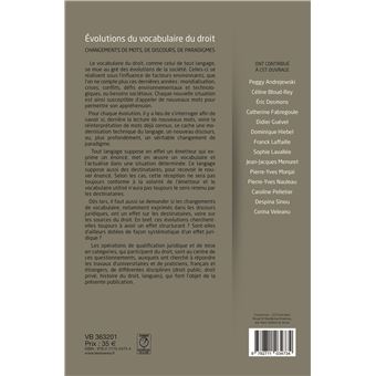 Evolutions du vocabulaire du droit