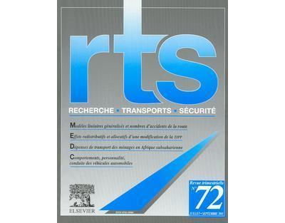 Rts recherche transports securite n 72 juilletseptembre 200