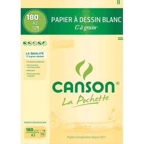 Pochette de 10 feuilles de papier dessin A3 Canson C à grain® - Cartons à  dessins sac à dessins - Achat & prix