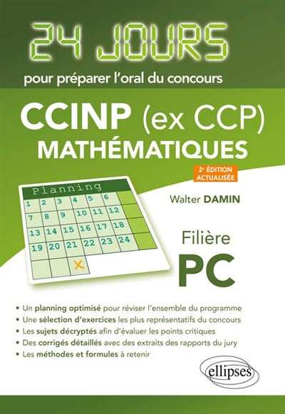Mathématiques : 24 jours pour préparer l'oral du concours CCP Filière PC