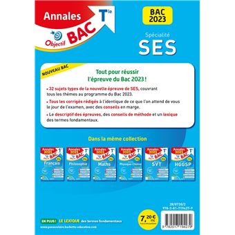 Annales Objectif BAC 2023 - Spécialité SES