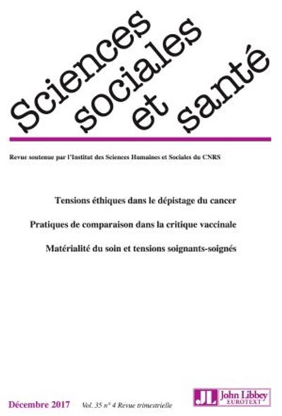 Revue Sciences Sociales et Santé. Vol 35 - Décembre 2017