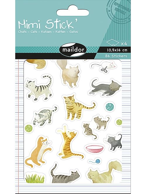 Set de 4 planches de gommettes Maildor Mimi Stick Chats