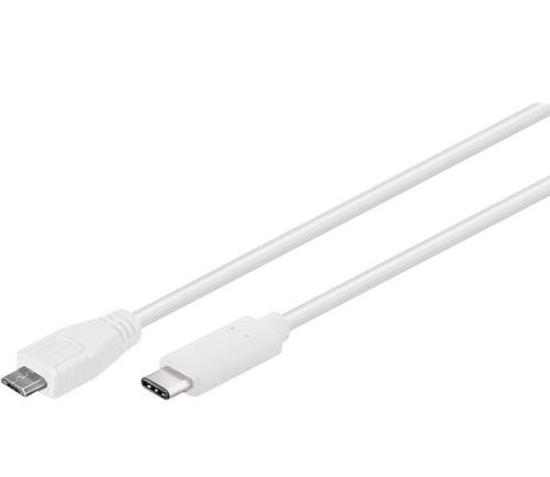 Câble Sinox USB 2.0 Type C Mâle vers Micro USB Type B Mâle Blanc 1 m