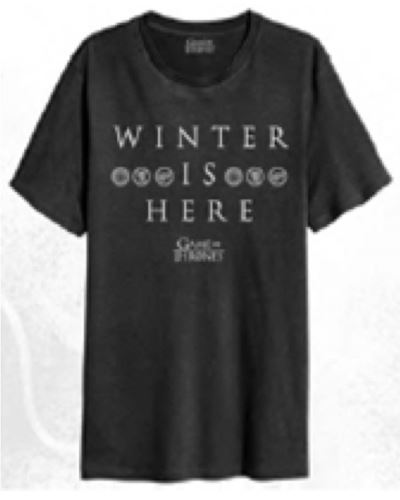 T-Shirt Game of Thrones Winter is here Homme Taille M Noir