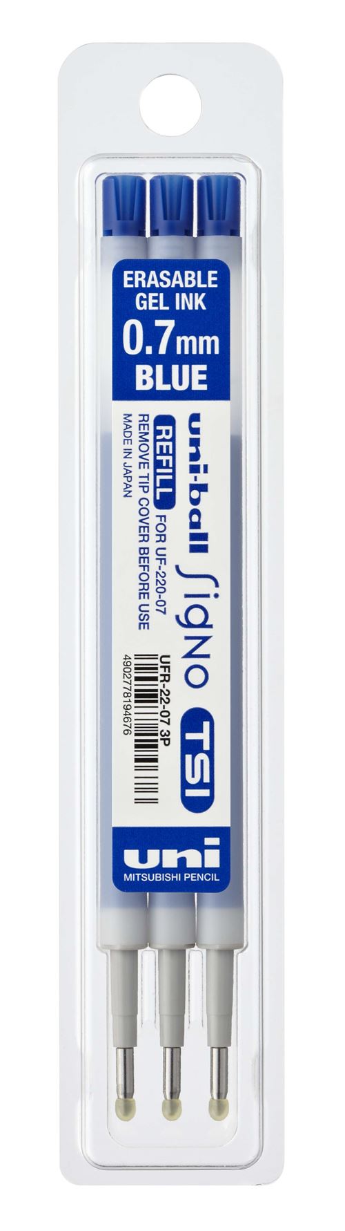 Etui de 3 recharges Uni-Ball TSI Bleu
