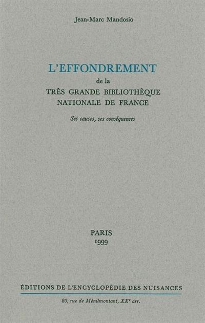 Effondrement de la tres grande bibliotheque nationale
