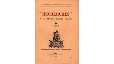 Recherches sur la musique francaise classique. Volume (10) X