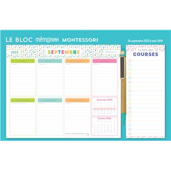 Le Bloc organiseur Mémoniak spécial Montessori 2023-2024, calendrier 12 mois