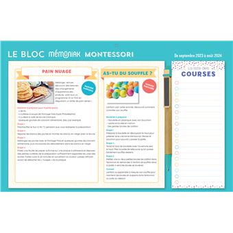 Le Bloc organiseur Mémoniak spécial Montessori 2023-2024, calendrier 12 mois
