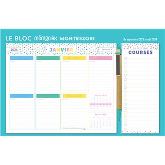 Le Bloc organiseur Mémoniak spécial Montessori 2023-2024, calendrier 12 mois