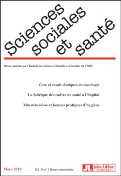 Revue Sciences Sociales et Santé. Vol 36 - Mars 2018