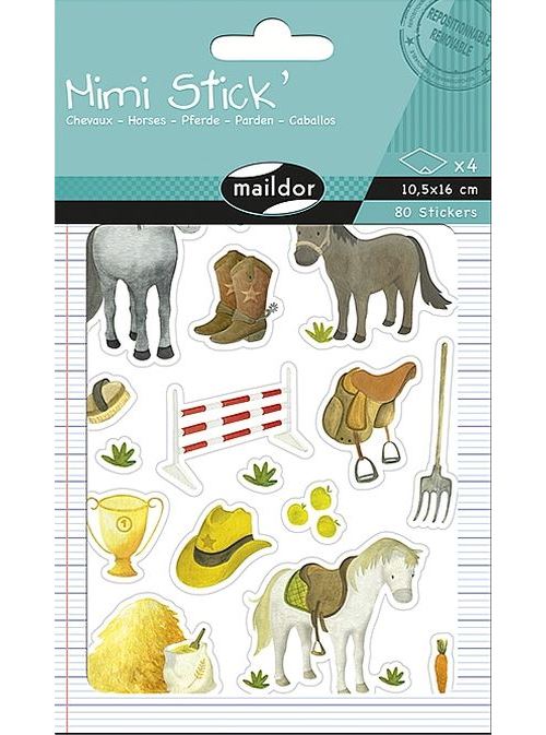 Set de 4 planches de gommettes Maildor Mimi Stick Chevaux