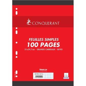 50 Feuilles feuillet mobile Seyes Oxford Conquérant7 A4 90g