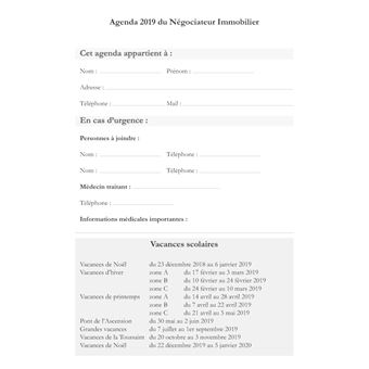 Agenda 2019 du Négociateur Immobilier