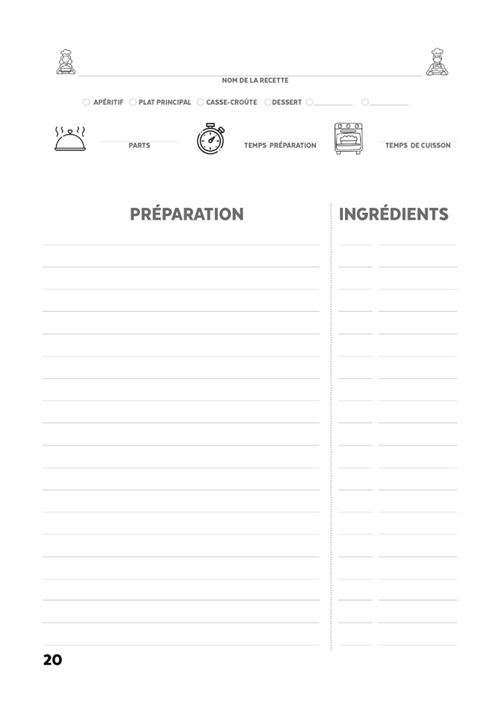 Mes Recettes: Livre de cuisine vierge pour écrire vos recettes et repas  préférées. Écrivez jusqu’à 125 de vos plats préférés dans ce beau carnet de