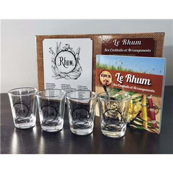 Rhum Coffret avec un livre et 4 verres décorés - Boîte ou