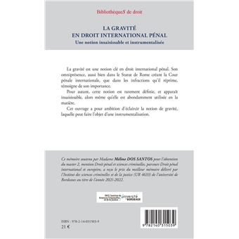 La gravité en droit international pénal