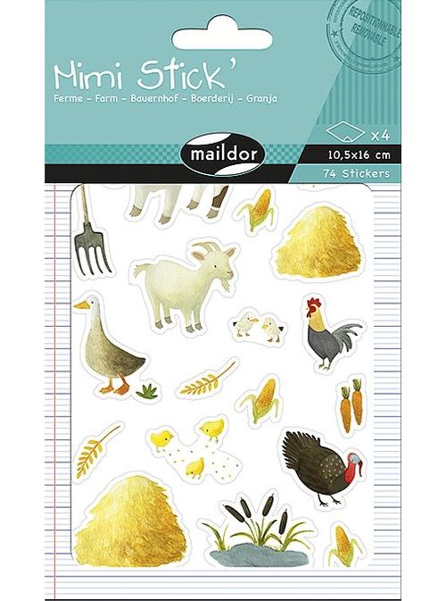 Set de 4 planches de gommettes Maildor Mimi Stick Ferme