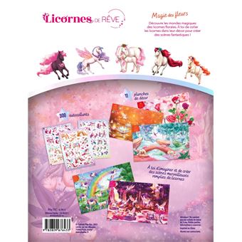 Licornes de rêve - Cahier de stickers - Magie des fleurs