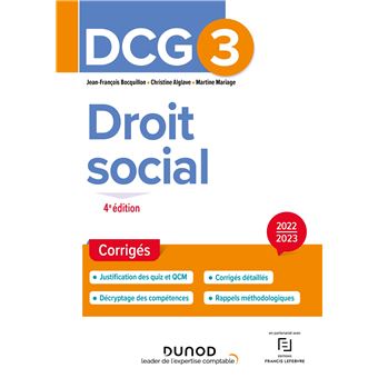 DCG 3 Droit social - Corrigés - 2022-2023