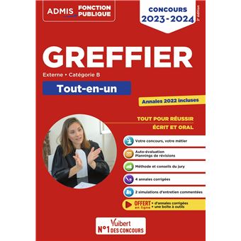 Concours Greffier - Catégorie B - Tout-en-un - Annales 2022 offertes