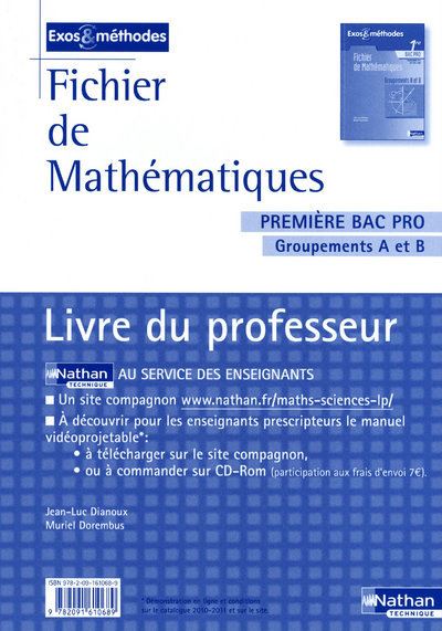 Mathématiques Groupements A Et B - 1re Bac Pro Exos Et Méthodes Livre ...