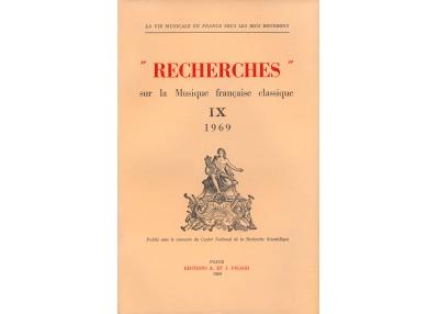 Recherches sur la musique francaise classique. Volume (09) I