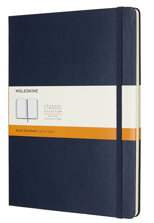 Carnet classique très grand format ligné Moleskine couverture rigide Bleu