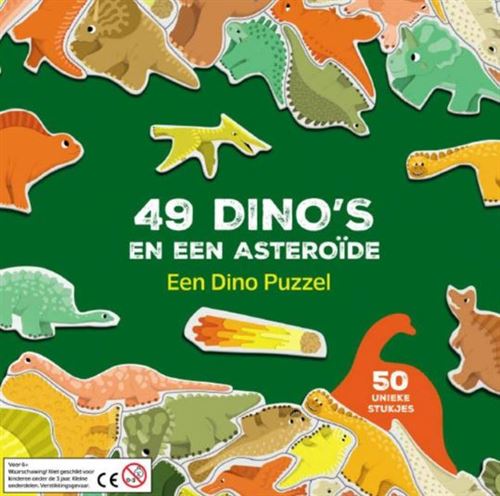 Puzzle 49 Dino's En Een Asteroide 50 Piéces Version en Néerlandais