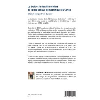 Le droit et la fiscalité miniers de la République démocratique du Congo