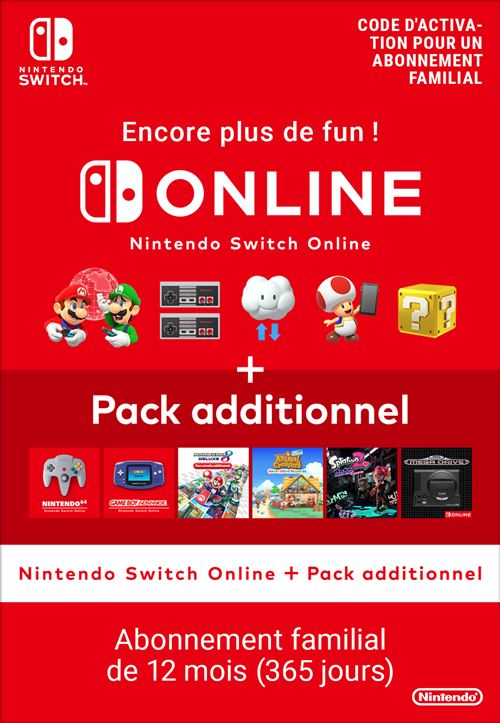 Code de téléchargement Nintendo Switch Online + Pack additionnel : 12 mois d’abonnement Familial