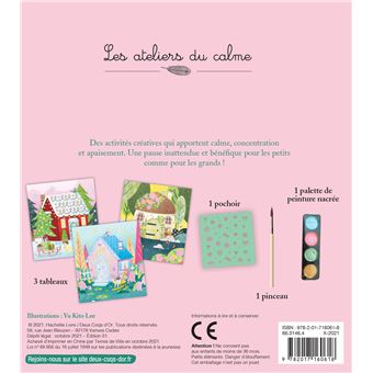 Peinture nacrée et pochoir petites maisons - mini boite avec accessoires