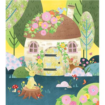 Peinture nacrée et pochoir petites maisons - mini boite avec accessoires