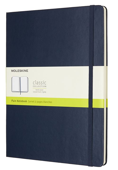 Carnet classique très grand format à pages blanches Moleskine couverture rigide Bleu