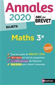 Annales Brevet 2020 Maths 3e - Sujets