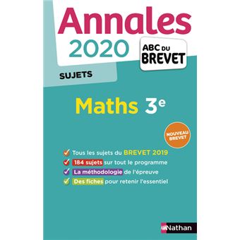 Annales Brevet 2020 Maths 3e - Sujets