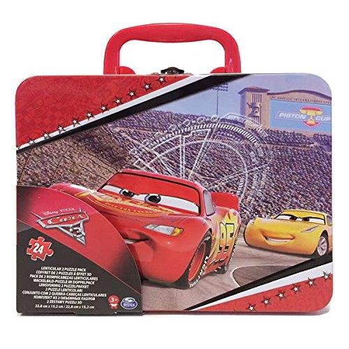 2 puzzles lenticulaires 24 pièces Cars 3 Grande Valisette métal Cardinal
