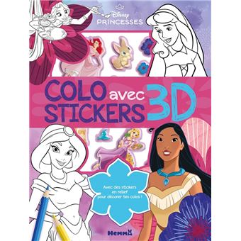 Disney Princesses - Colo avec stickers 3D