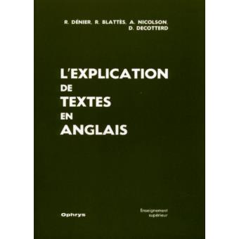 L'Explication de textes en anglais enseignement supérieur terminales