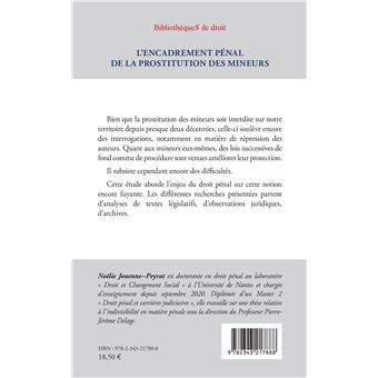 L'encadrement pénal de la prostitution des mineurs