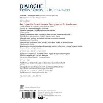 Dialogue 240 - Dispositifs de maintien des liens parents/enfants en Europe