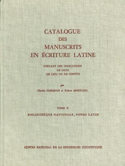 Catalogue des manuscrits en écriture latine