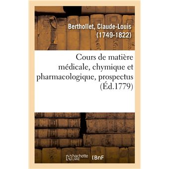 Cours de matière médicale, chymique et pharmacologique, prospectus