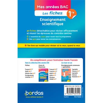 Mes années Bac - les fiches Enseignement scientifique 1re